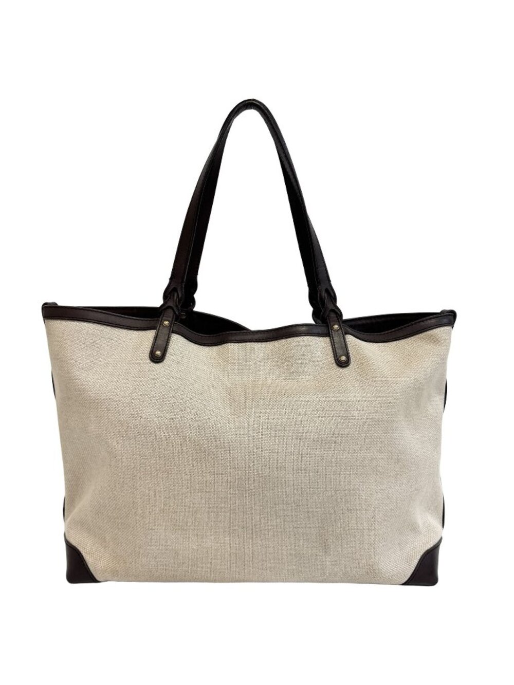 Gucci Craft Canvas Leather Tote Bag Brown